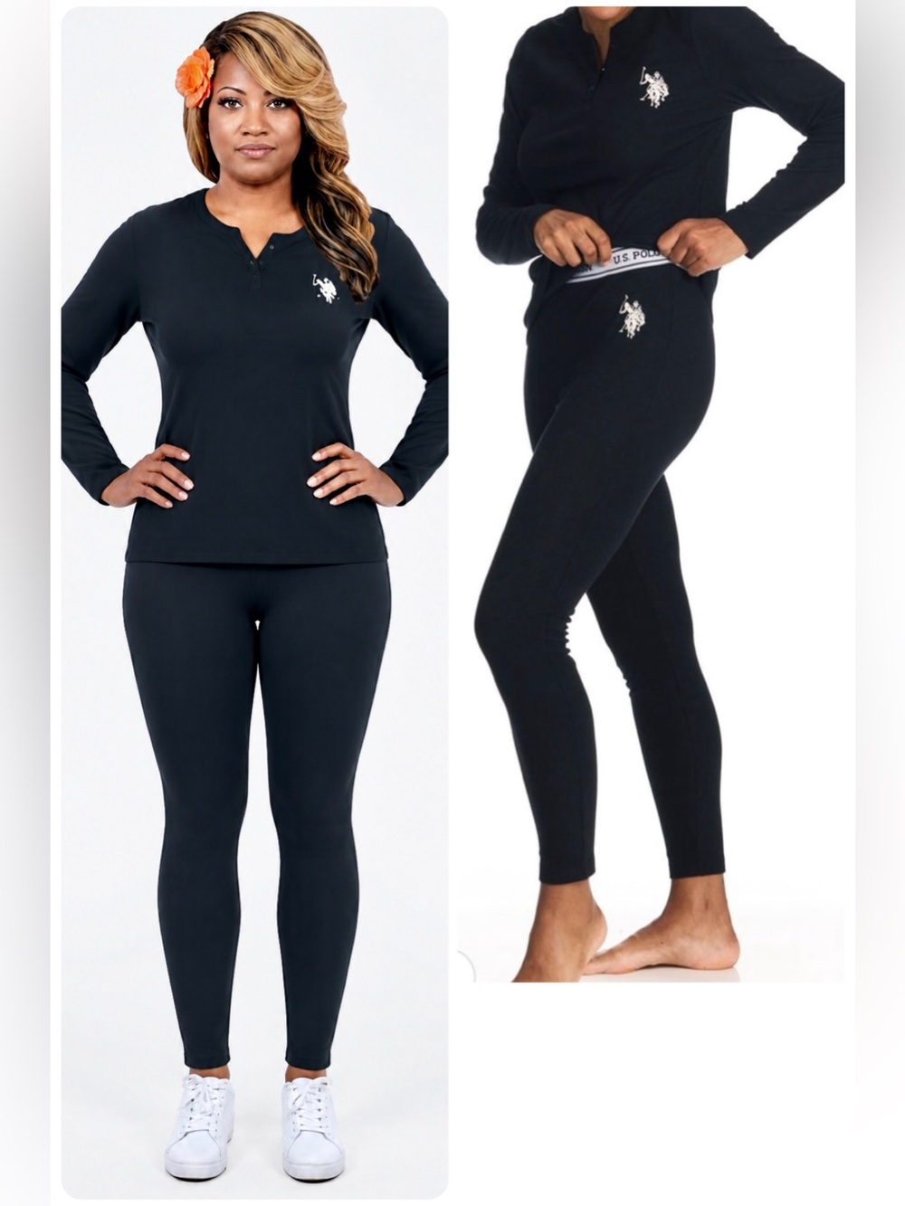 BRAND NEW U.S. Polo Assn. Women's Ribbed Henley Long Underwear Thermal Set